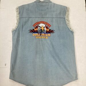 Men's Sleeveless Denim Shirt - sleeveless 2024 Daytona Bike week